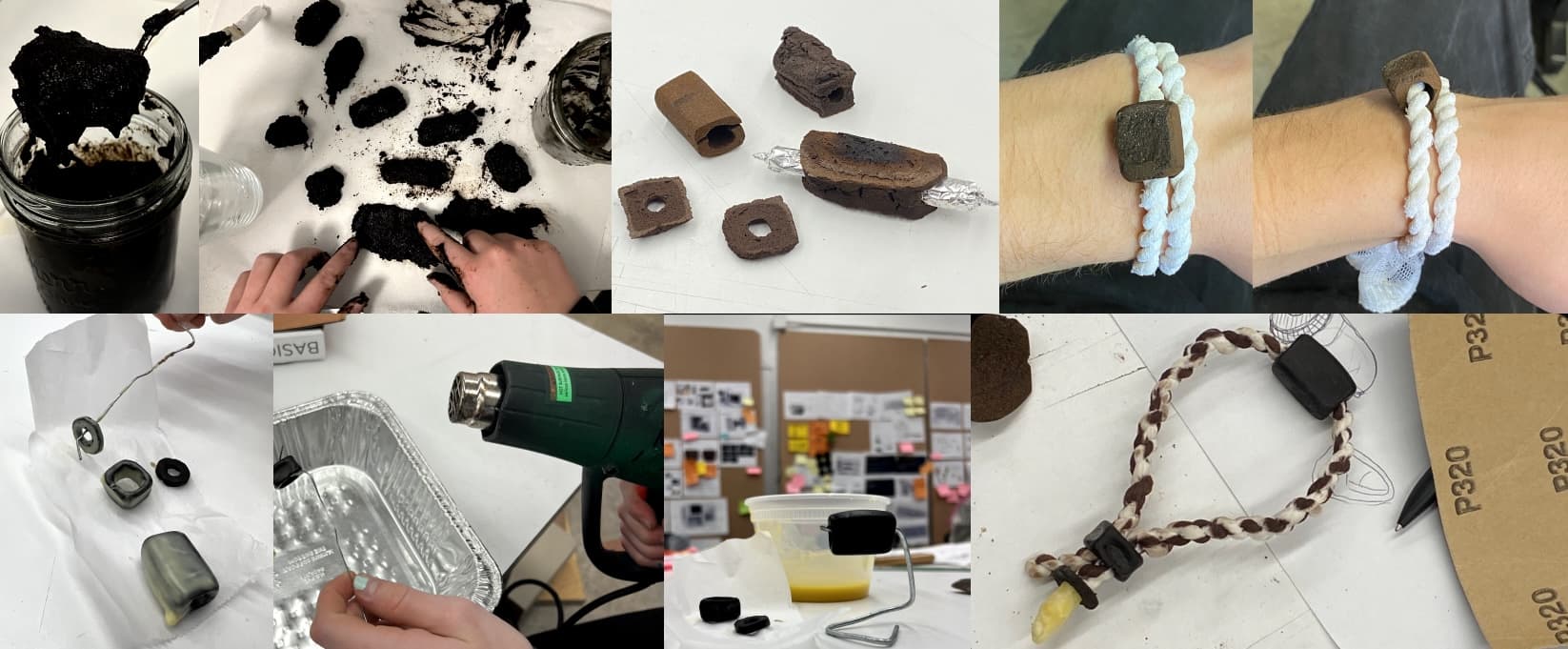 experimenting with utilizing coffee ground materials