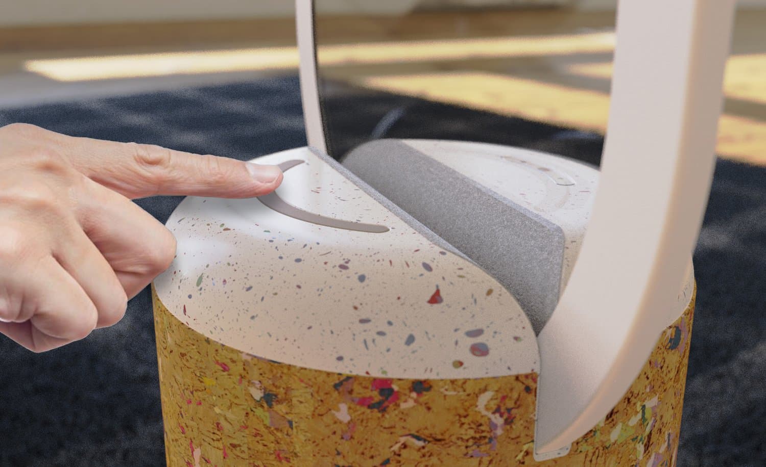 Pressing a button on the beam balance board