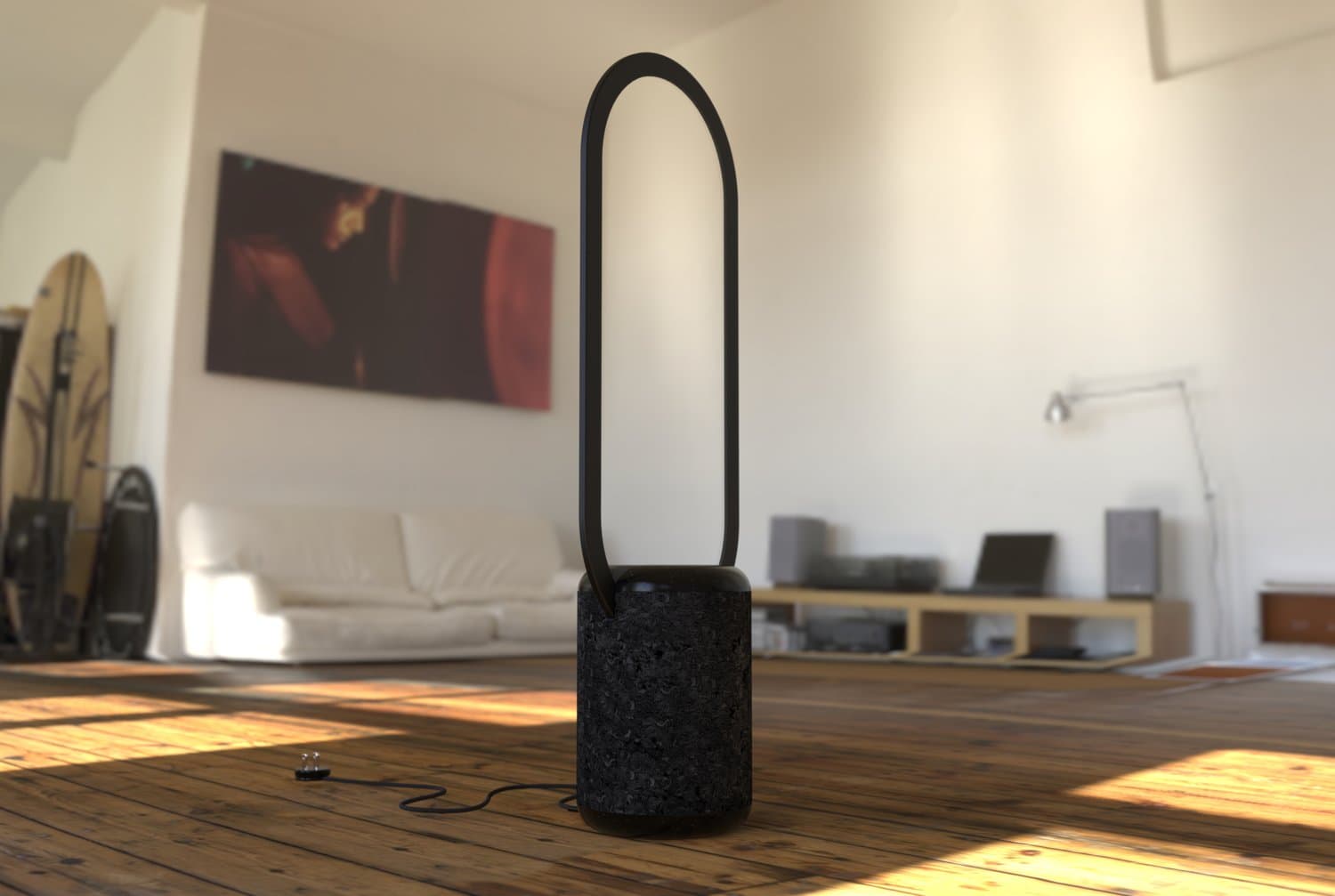 Black beam board in living room